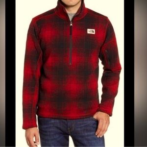 The North Face Red and Black Plaid Quarter-Zip